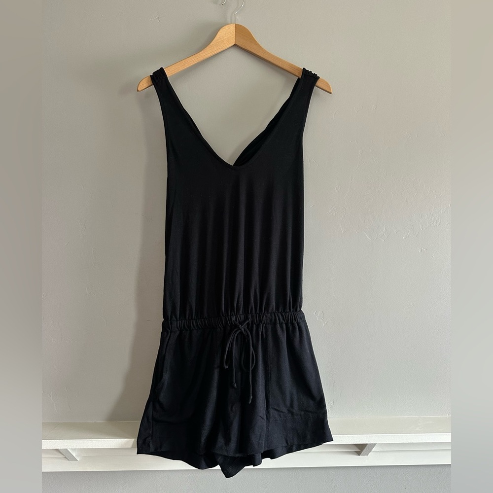 Lou & Grey Black V-Neck Jumpsuit with Elastic Waist